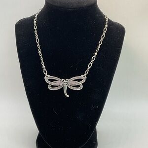 Brighton Silver Played Dragonfly Necklace